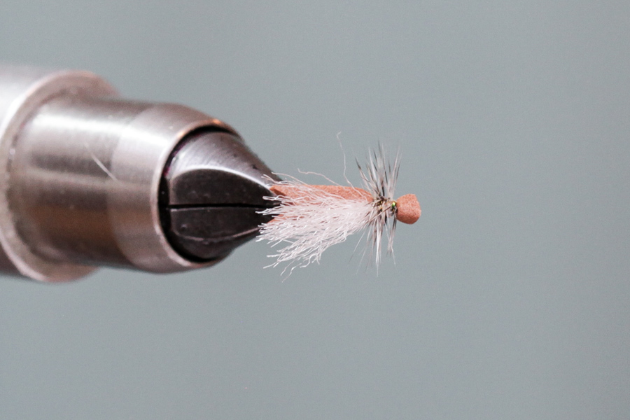 Top view of simple foam caddis