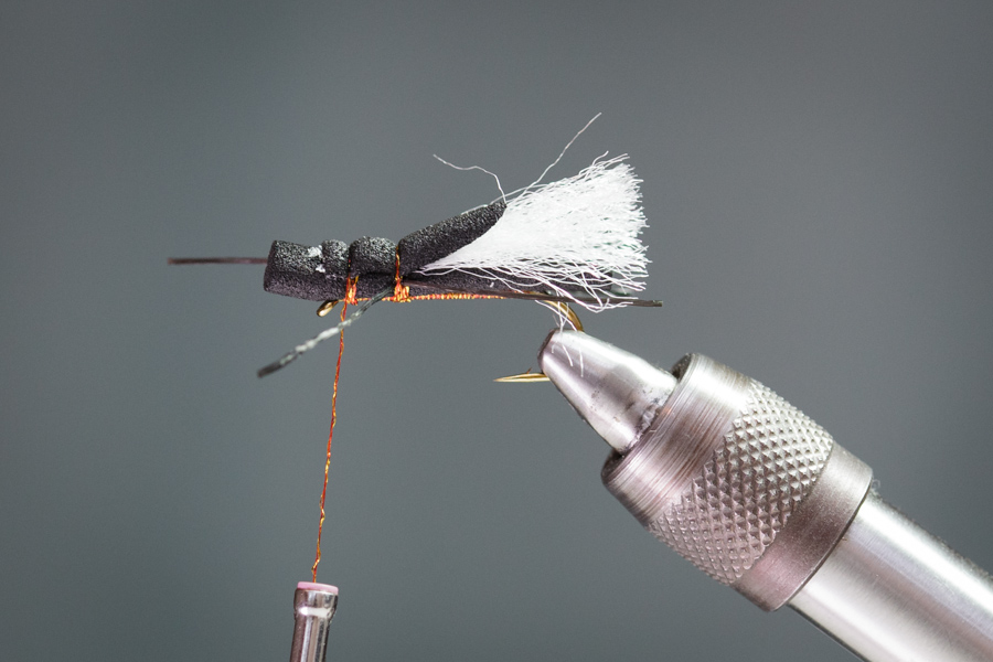 finish tying foam cylinder stonefly hopper