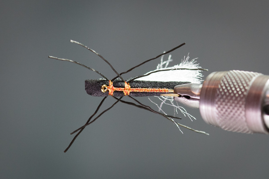 Trout view of foam cylinder stonefly hopper