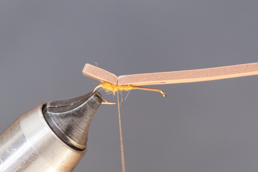 Tying foam onto hook